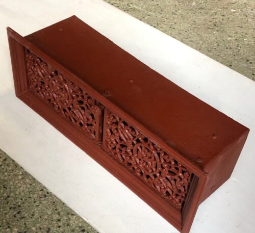 Angle view of rare adjustable cast iron wall vents, heritage vents restored by Feds, W 385 x H 135 x D 120mm, 6 available (D270) $175 each