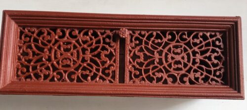 Rare ornate adjustable cast iron wall vents, restored heritage vents, W 385 x H 135 x D 120mm, 6 available (D270) $175 each$175 each