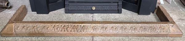 Beaten copper fireplace fender, W 1220 x D 320 x H 180mm (F327) $220