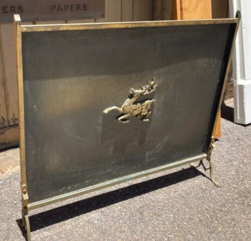 Brass stag motif, brass sheet fire screen, 720 W x 610 H (F215) $55
