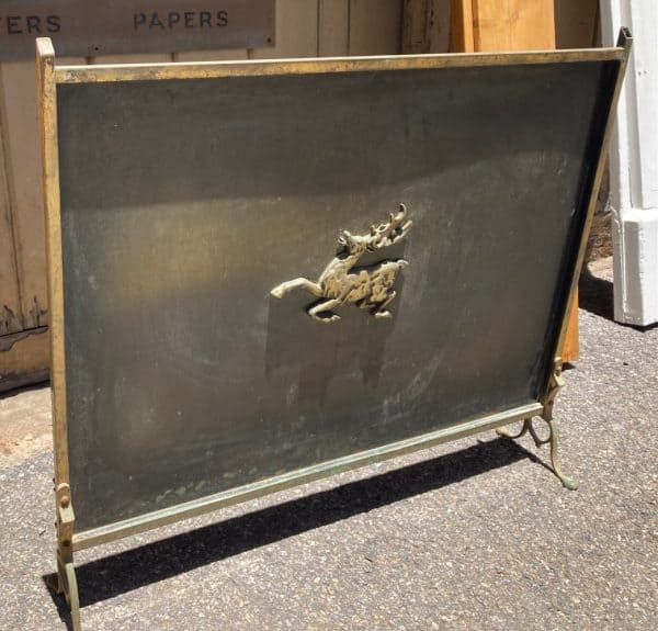 Brass stag motif, brass sheet fire screen, 720 W x 610 H (F215) $55