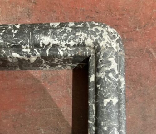 Detail of original late1800s, Saint Anne's marble fire curb, deep grey with white veins, W 1090 x D 350 x H 110mm (F203) $345