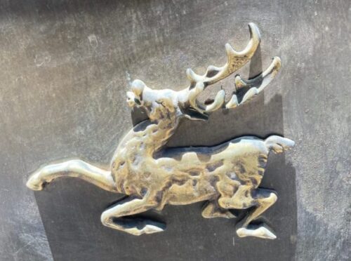 Detail of brass stag fire screen, 720 W x 610 H (F215) $55
