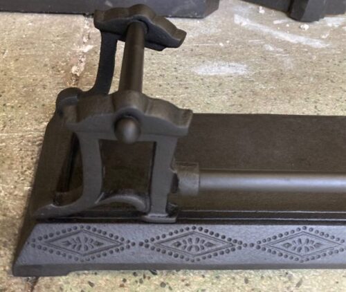 Detail of original cast iron base fireplace fender, fully restored diamond pattern casting, 990 W x 210 D x 160 H (F157) $120