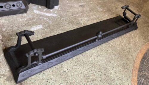 Original cast iron base fireplace fender, fully restored diamond pattern casting, 990 W x 210 D x 160 H (F157) $120