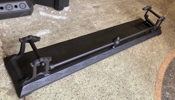 Original cast iron base fireplace fender, fully restored diamond pattern casting, 990 W x 210 D x 160 H (F157) $120