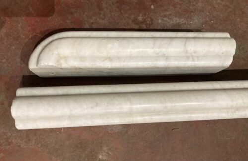 Original late 1800s Italian white marble fender with grey veins, 1360mm wide x 390mm deep x 120mm high (F16) $345