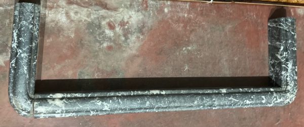 Original late1800s, Saint Anne's marble fire curb, deep grey with white veins, 1090 W x 350 D x 110 H (F203) $345
