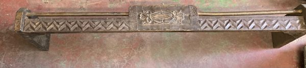 Original (slightly rustic) fireplace fender, hand beaten tin Arts and Crafts design with some Florentine bronze finish, 127cm wide x 36cm deep x 12cm high (F108) $120