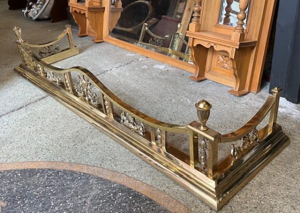 Polished brass Victorian fireplace fender, W 1360 x D 370 x H 280 (F335) $485