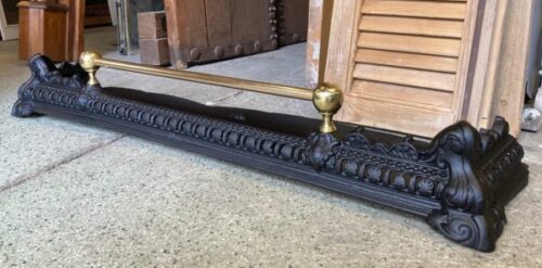 Victorian cast iron and brass fire curb, fender 1100mm W x 240mm D x 175mm H (F254) $345