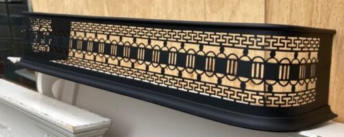 Victorian fire fender, decorative perforated pattern, 1040 W x 195 H x 280 D (F318) $345