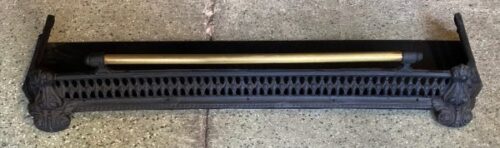 View #2 of Victorian fire fender, cast iron with brass rail 980 W x 140 H x 20 D (F312) $245