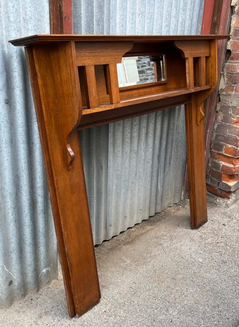 Polished oak bungalow style mantelpiece - Image 2