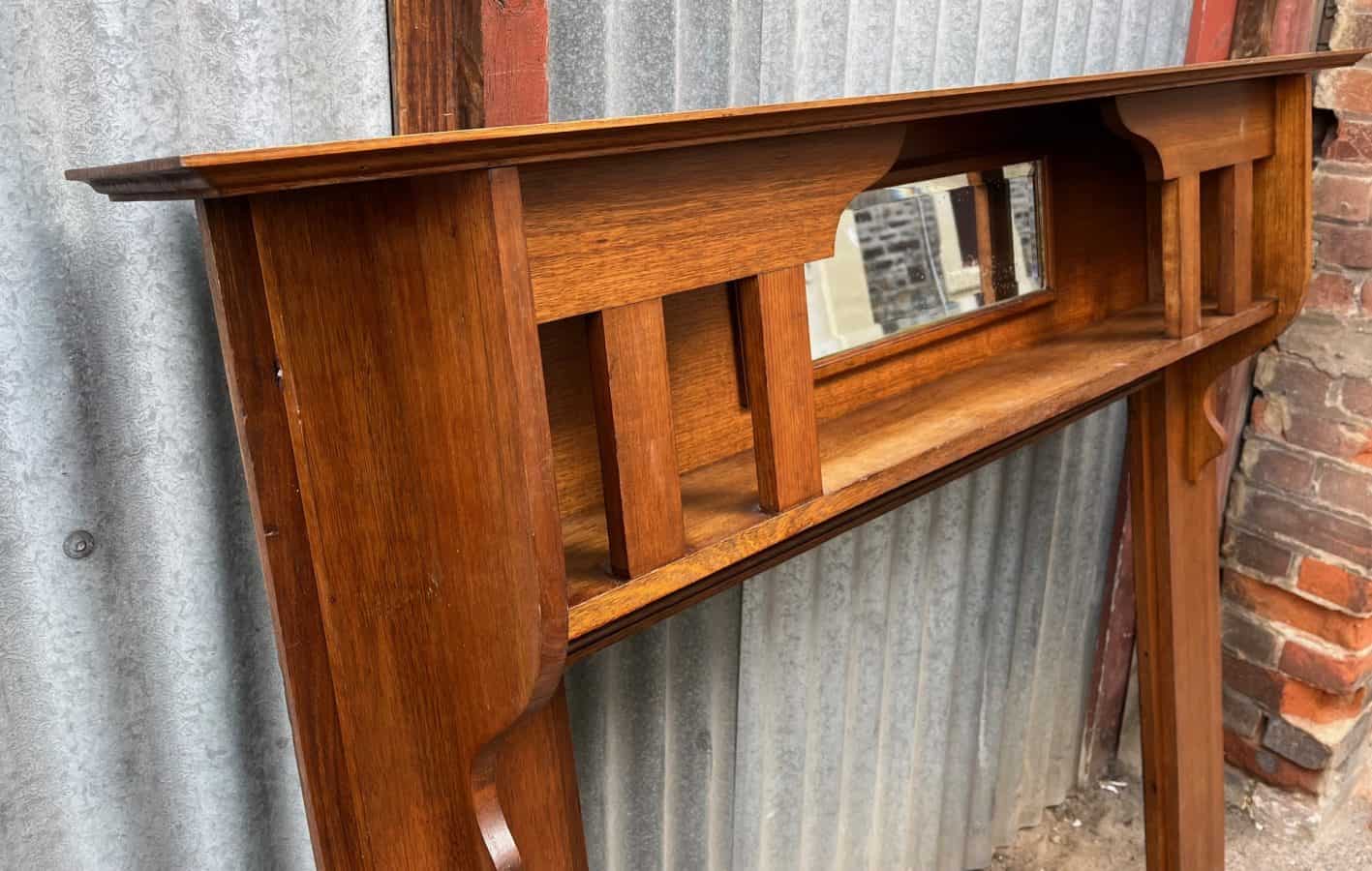 Polished oak bungalow style mantelpiece - Image 3