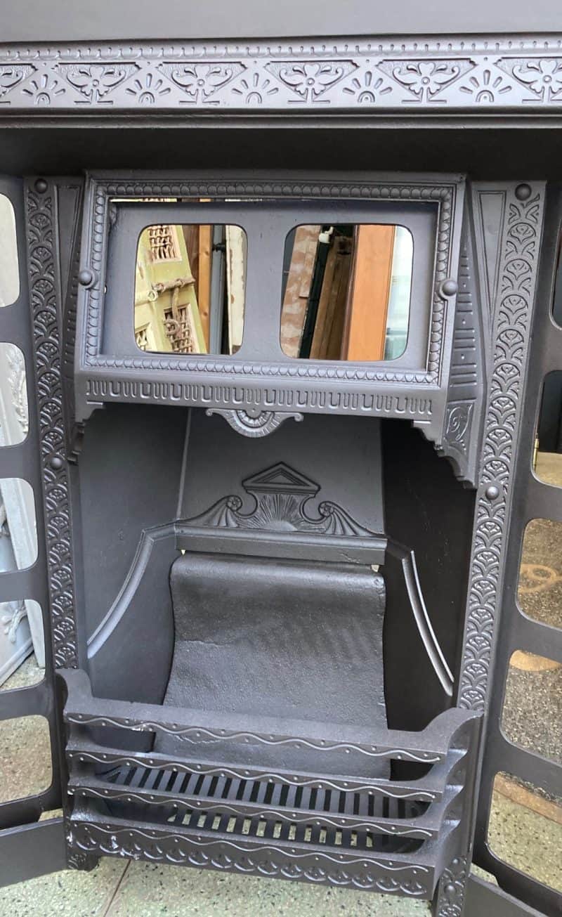Original Victorian #60 cast iron fire insert, c1890, fully restored, 965 x 965 - Image 2