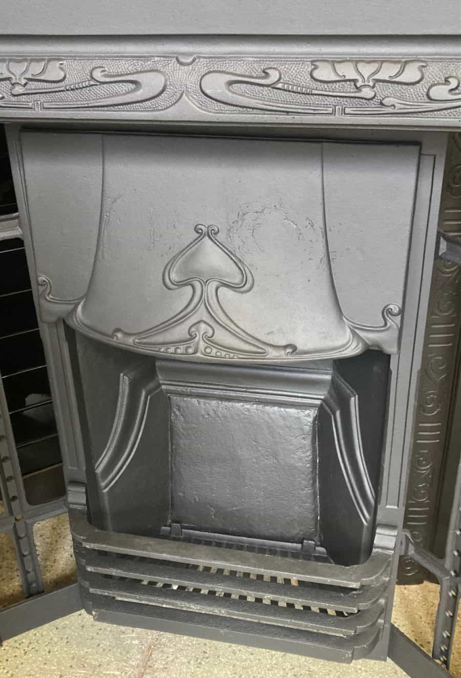 Art Nouveau model #593 cast iron original fire insert, fully restored by Feds, 965 x 965 - Image 2