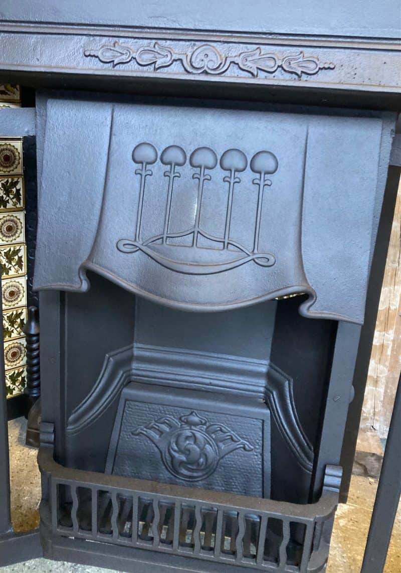 Original Austral #50 Art and Crafts / Art Nouveau 1920s cast iron fire insert, fully restored, 960 x 960 - Image 2
