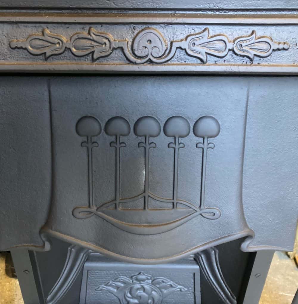 Original Austral #50 Art and Crafts / Art Nouveau 1920s cast iron fire insert, fully restored, 960 x 960 - Image 3