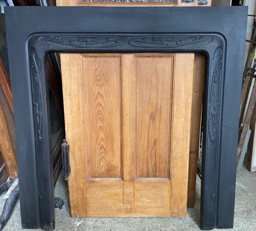ON HOLD N12 Cast iron fascia to dress brick openings, keeps the heat off your timber mantel, Art Nouveau design border fully restored at Feds, 965 x 965