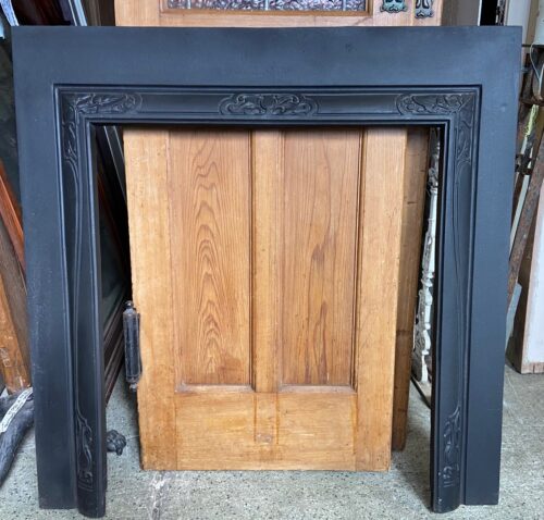 ON HOLD N12 Cast iron fascia to dress brick openings, keeps the heat off your timber mantel, floral design border fully restored at Feds, 960 x 960